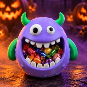 🎃 Fioletowy Potworek na Cukierki 👻